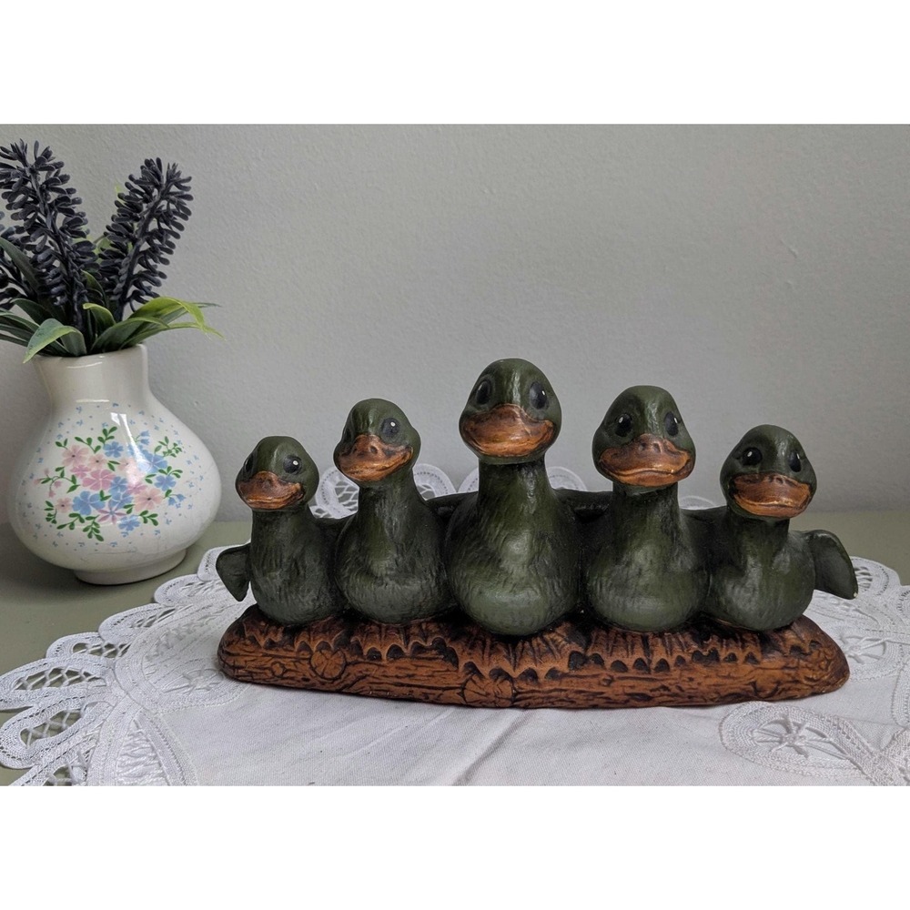 Vintage‎ Duck Family Figurine, Ceramic Ducklings Statue, Cottagecore Duck Decor